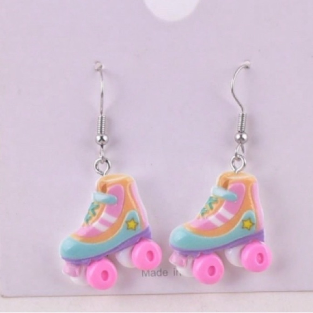 NWT - Bright Colored Roller Skates Earrings Set - 1 x 1 inches